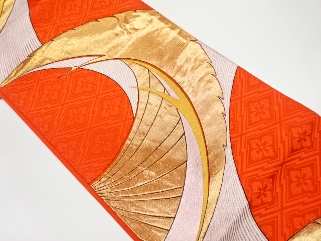 JAPANESE KIMONO / VINTAGE FUKURO OBI / WOVEN CRANES & MATSUKAWABISHI